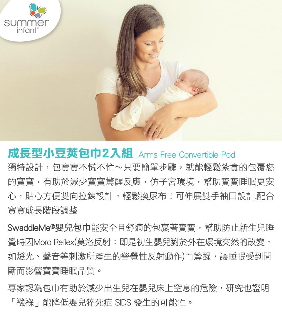 Summer Infant - 成長型小豆莢包巾2入組-藍色星球 (3-6M)