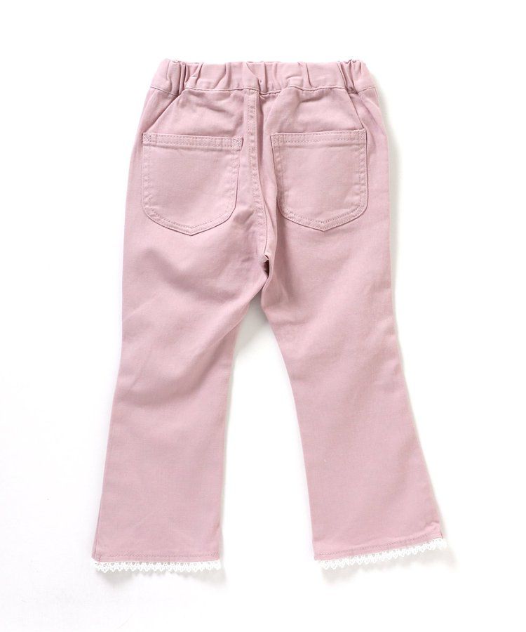 日本 apres les cours - 下擺蕾絲小喇叭美腳長褲-粉紅