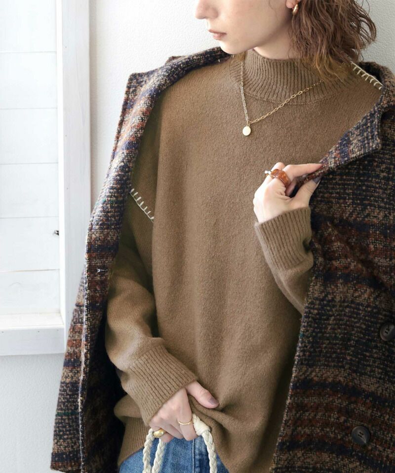 日本 Classical Elf - 復古粗縫線針織毛衣-肉桂橘