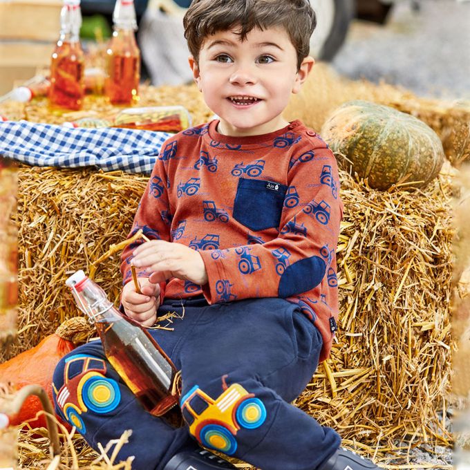 英國 JoJo Maman BeBe - 保暖100%純棉長褲-拖拉機