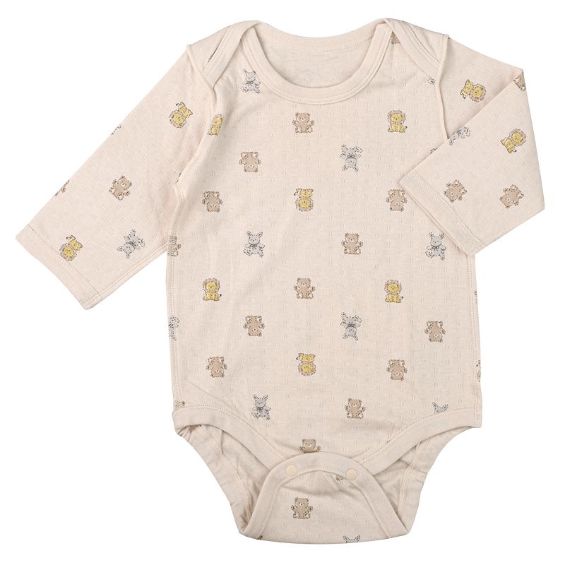 akachan honpo - 長袖套頭式包屁衣-鬆軟棉-卡其色