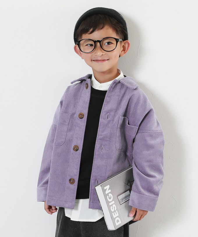 日本 devirock - 寬鬆時尚厚燈芯絨夾克外套-米白