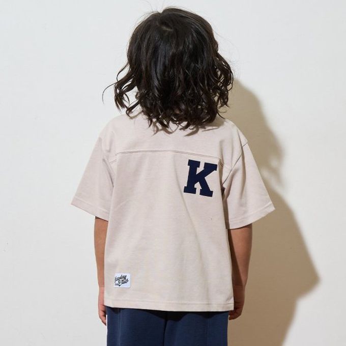 日本 b-ROOM - 正反都OK 落肩休閒T恤-字母N-淺黃