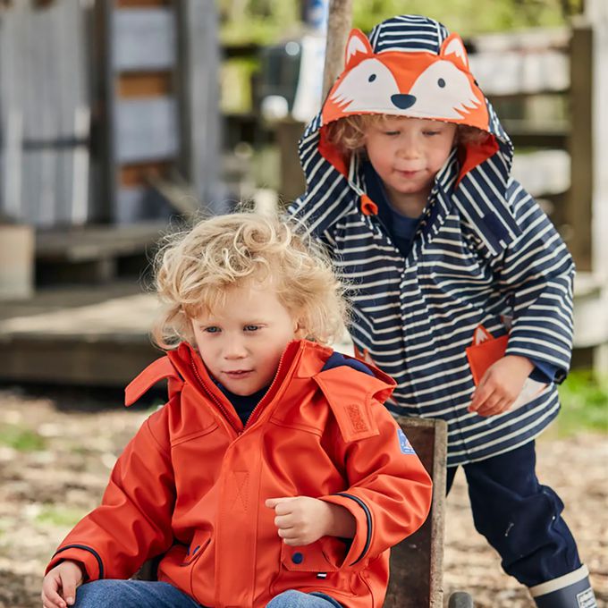 英國 JoJo Maman BeBe - 防風雨水手外套/雨衣-條紋狐狸