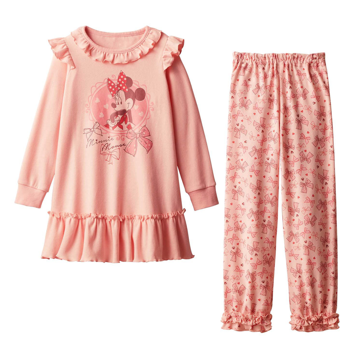 日本千趣會 - 迪士尼 荷葉摺邊角色印花家居服/睡衣-粉橘