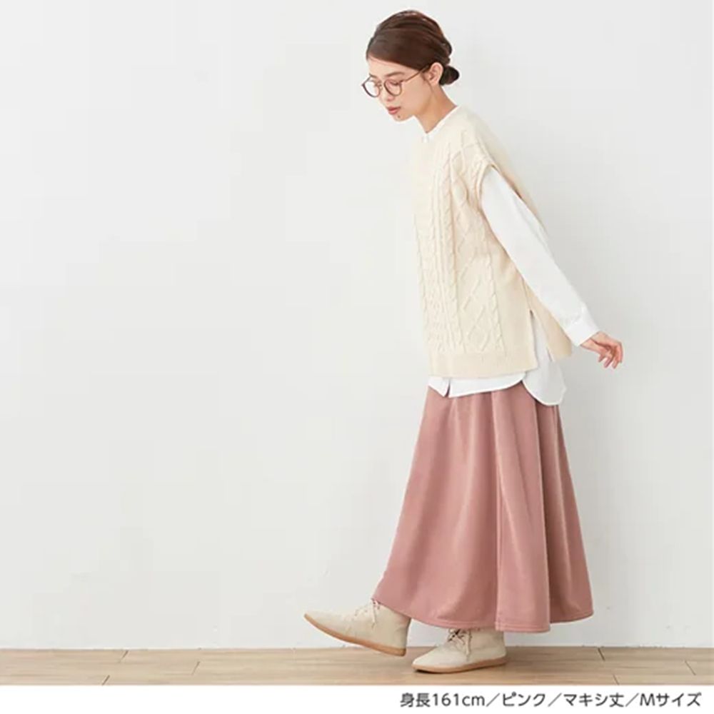 日本 BELLUNA - 蓄熱保暖百搭長裙-深藍