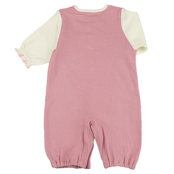 akachan honpo - 長袖連身衣-腿部寬鬆款 兔子-酒紅色 (50~60cm)