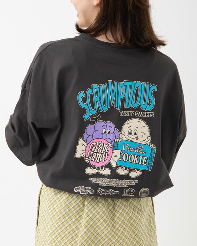 日本 gleam - 美式復古糖果印花寬大風短袖T恤-炭灰