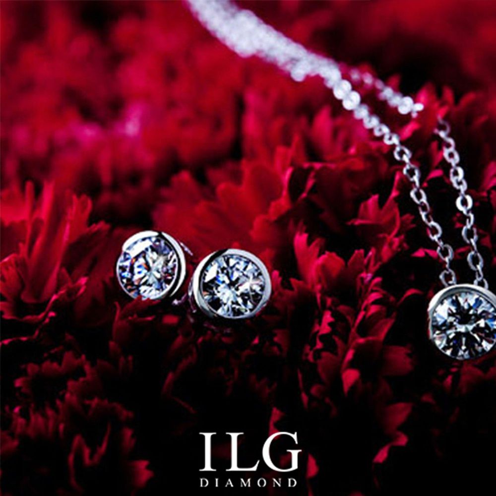 美國ILG鑽飾 - 義大利包鑲耳環-八心八箭耳環-主鑽0.5克拉