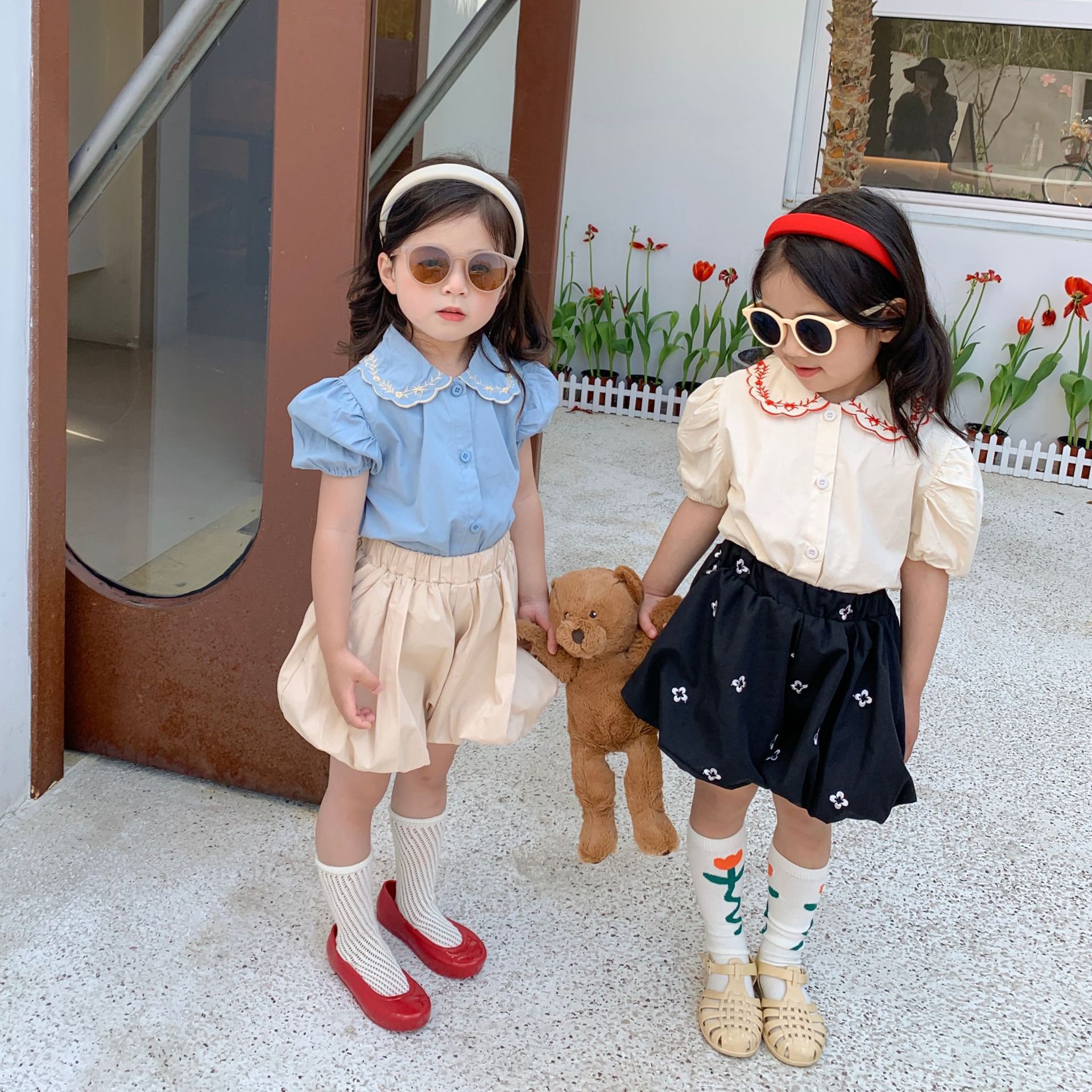 腰鬆緊花苞燈籠短褲-奶咖啡色