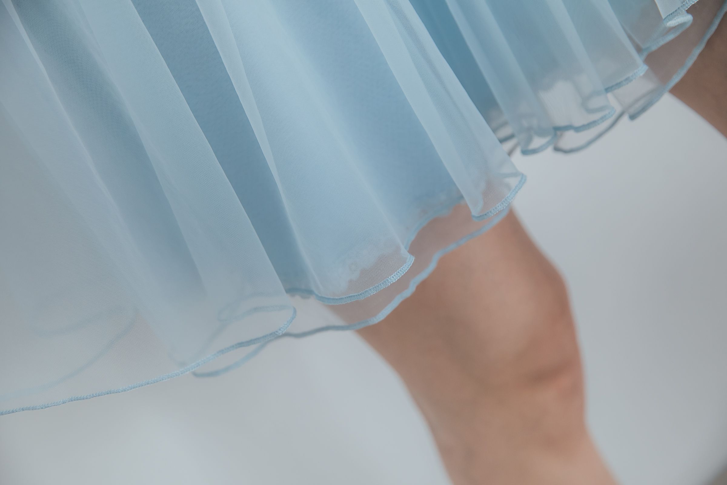 Peachy - 獨家訂製綿柔空氣紗裙-短裙款-Elsa冰藍 (F)