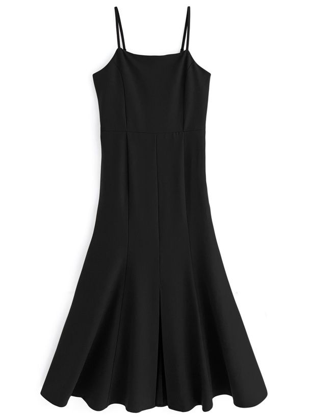 日本 GRL - 顯瘦剪裁魚尾吊帶裙-淺米杏