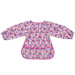 英國 JoJo Maman BeBe - 長袖圍兜/吃飯衣-繽紛粉花