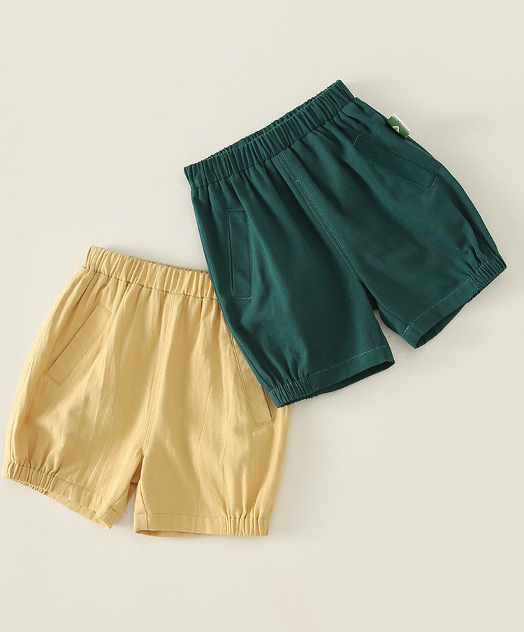 純棉寬鬆五分褲-深綠色