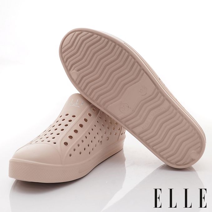 ELLE - 台灣製ELLE洞洞輕便休閒鞋-1233773奶茶(中童段)-洞洞鞋-奶茶