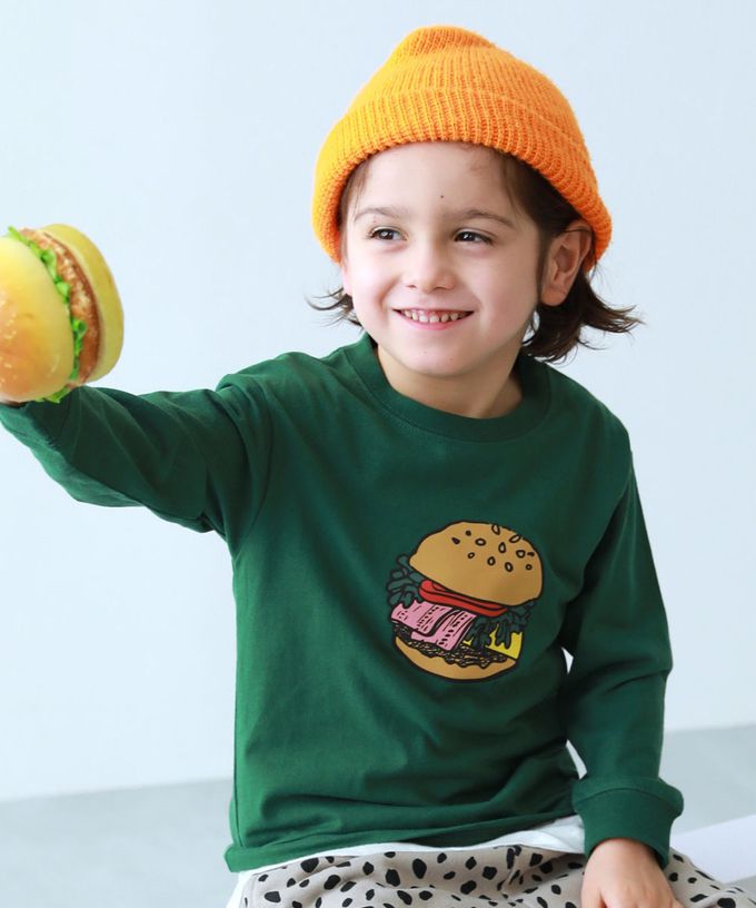 日本 devirock - 100%棉 定番印花長袖T恤-背後薯條-淺灰