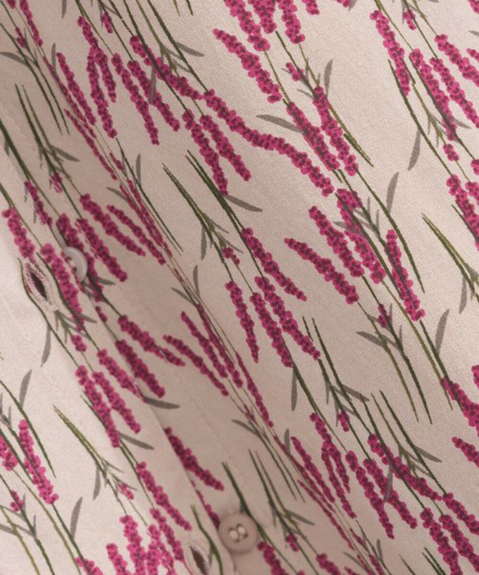 日本 Lupilien - 柔滑嫘縈植物印花寬鬆短袖洋裝-綠x桃