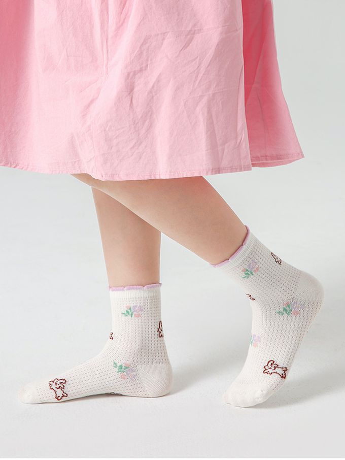 花園跳跳兔兔網眼短筒棉襪