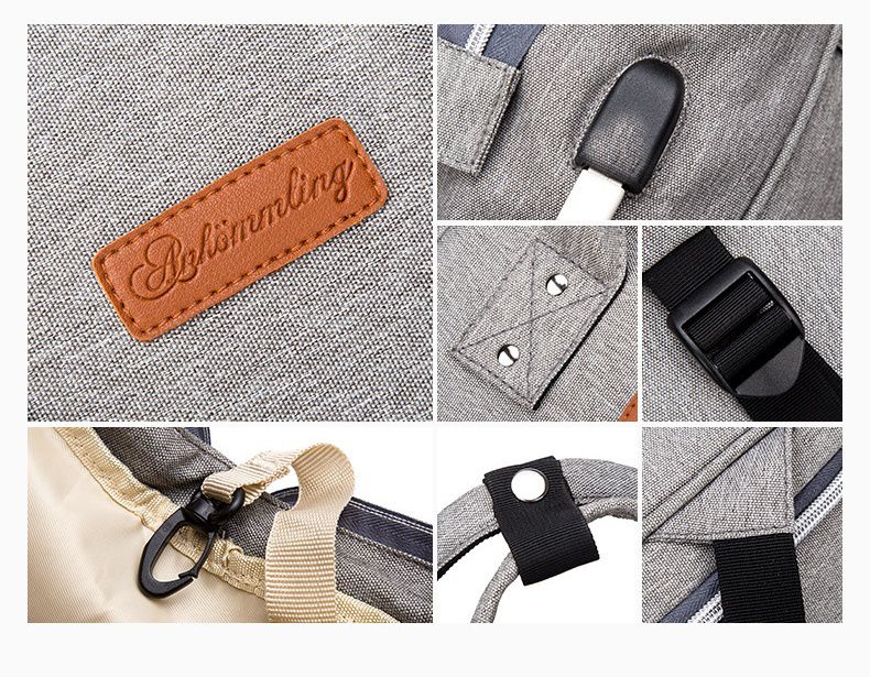 多功能防水後背包/媽媽包-迷彩款-灰色 (40x33x20cm)