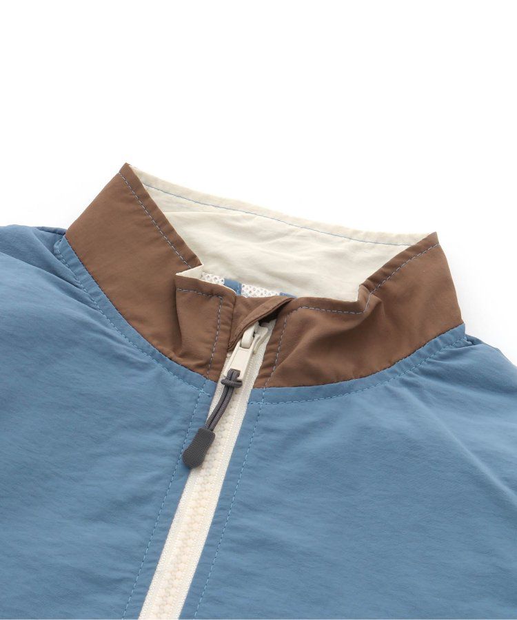 日本 apres les cours - 潑水加工 輕量印花風衣外套-撞色-藍棕系