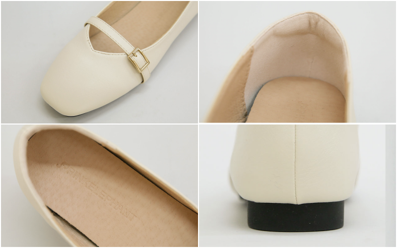 韓國 PINKELEPHANT - 金釦帶軟底低跟包鞋(1.5cm)-粉紫