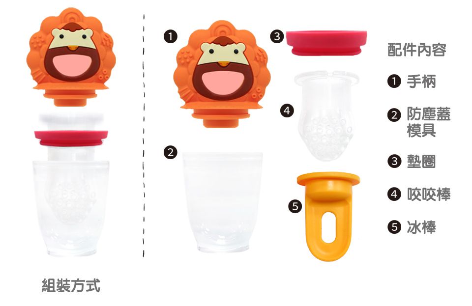 MARCUS＆MARCUS - 動物樂園3合1蔬果咬咬輔食組-大象