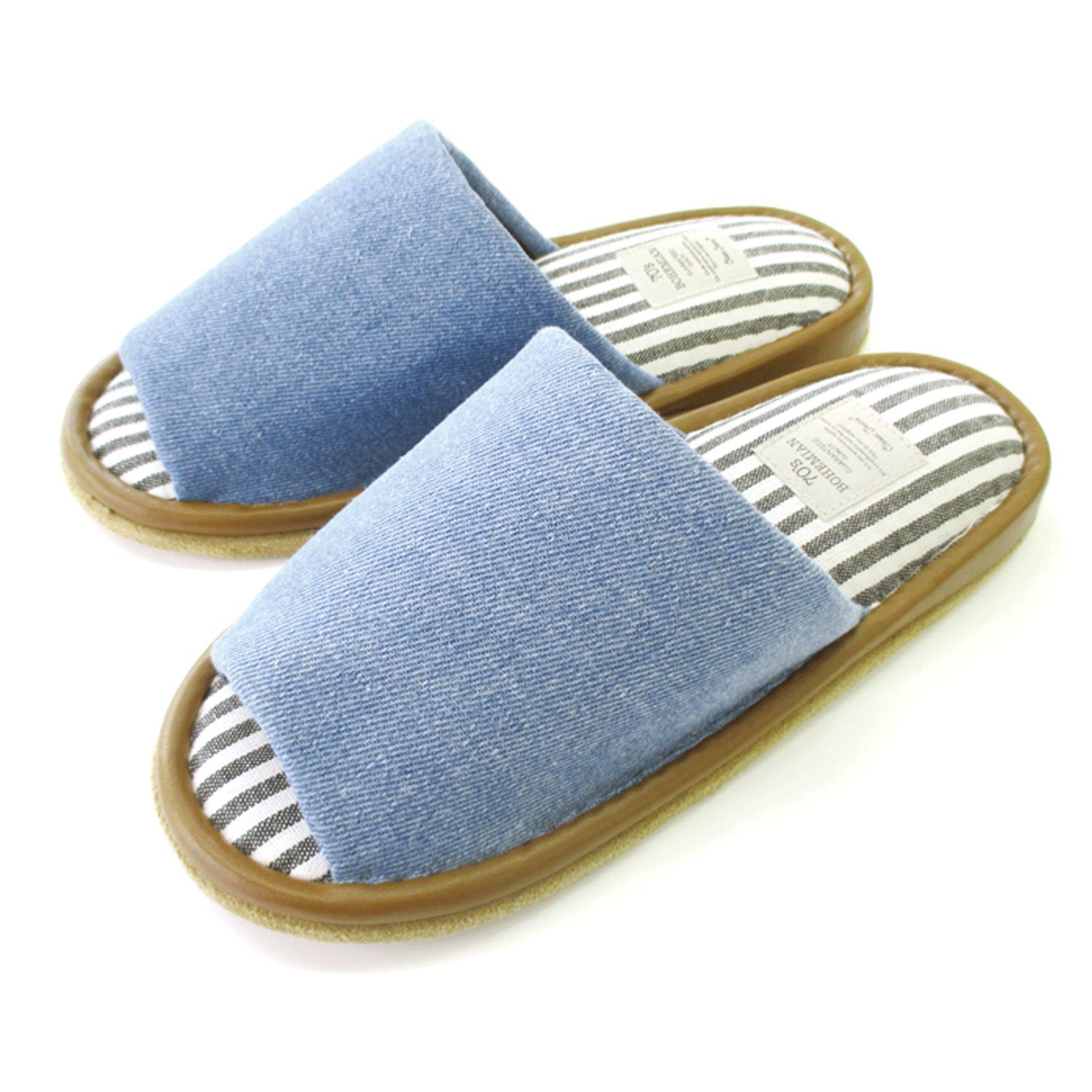 日本千趣會 - 仿丹寧的悠閒室內拖鞋-海軍藍