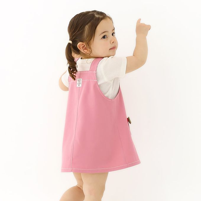 日本 ZOOLAND - 甜蜜草莓口袋俏麗吊帶裙-粉紅