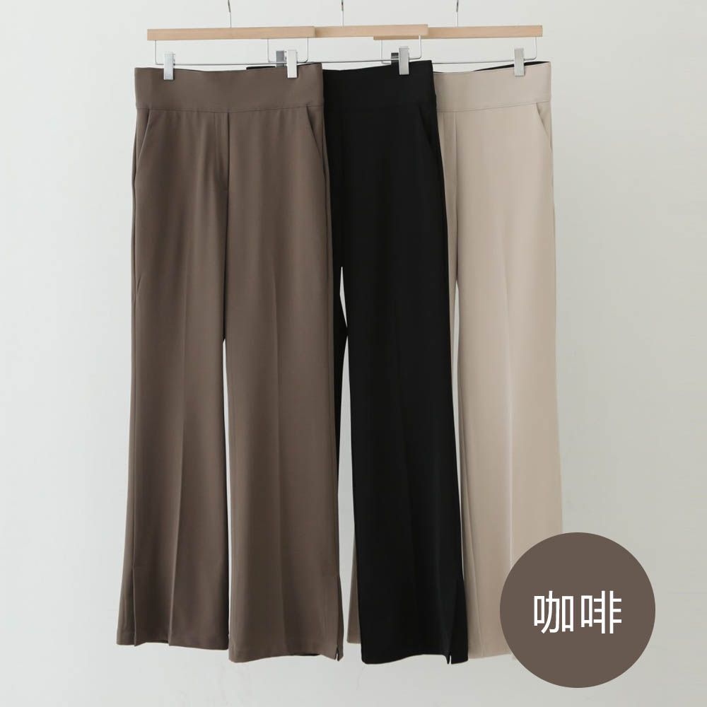 VETICA 韓製顯瘦小腹收收開衩長腿褲-夏季ver.-咖啡