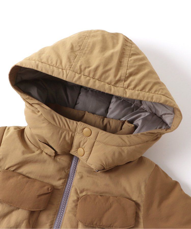 日本 BREEZE - 多口袋頂級保暖鋪棉連帽外套-卡其