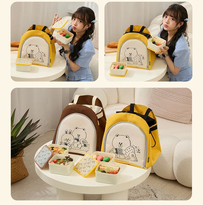 Hiromimi - LINE FRIENDS 宅家保鮮盒3件組-BROWN & SALLY