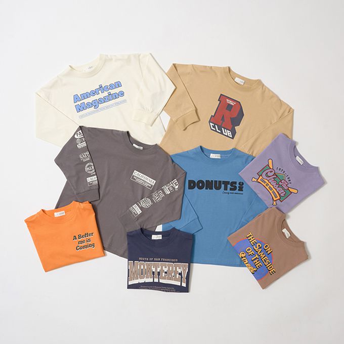 日本 b-ROOM - 休閒印花純棉長袖上衣-更好的我-橘