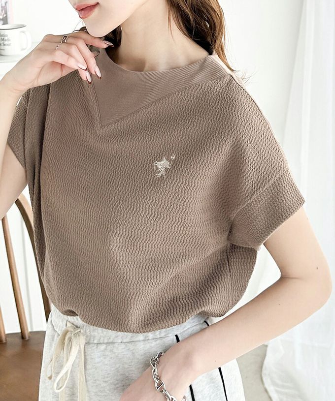 日本 Classical Elf - 有機棉logo刺繡法式袖上衣-黑