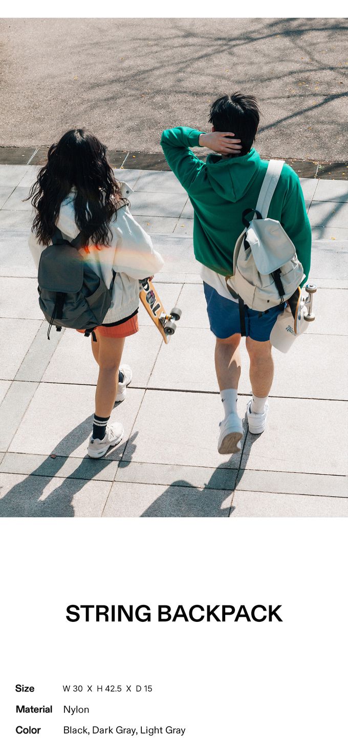 韓國 ithinkso - STRING輕量縮口翻蓋後背包-深灰 (30X42.5X15CM)