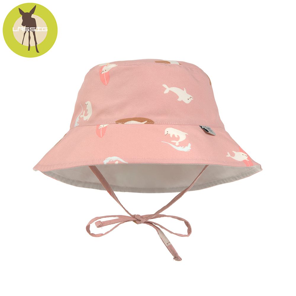 嬰幼兒抗UV海灘遮陽帽-海豚粉