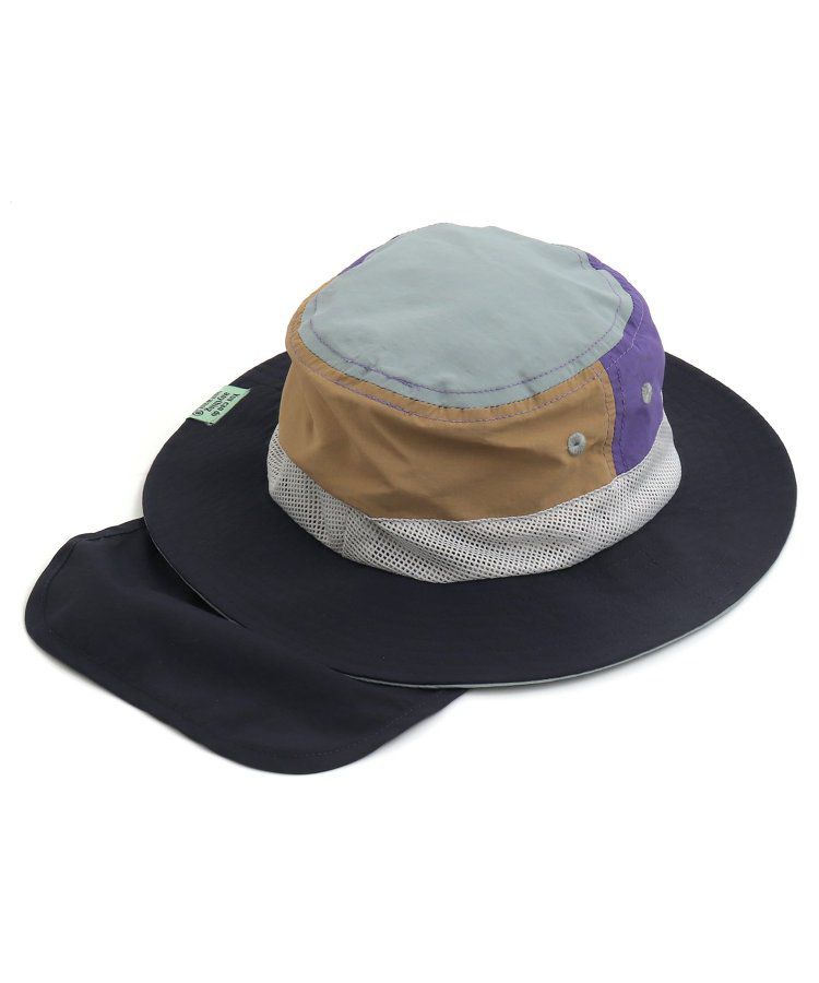 日本 BREEZE - 抗UV 後頸可收納遮陽帽-彩虹色