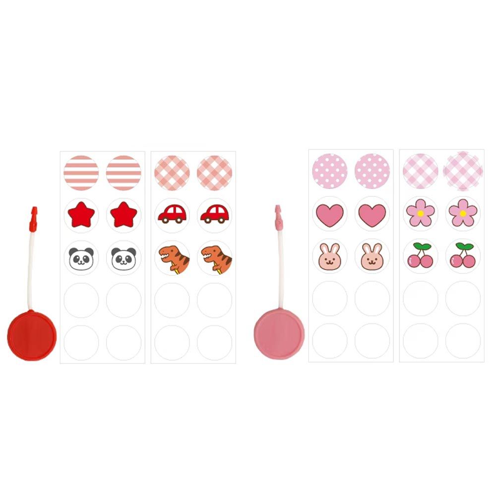 日本 KAWAGUCHI - 日本製 方便識別的姓名扣環(含貼紙20枚)-粉紅+紅