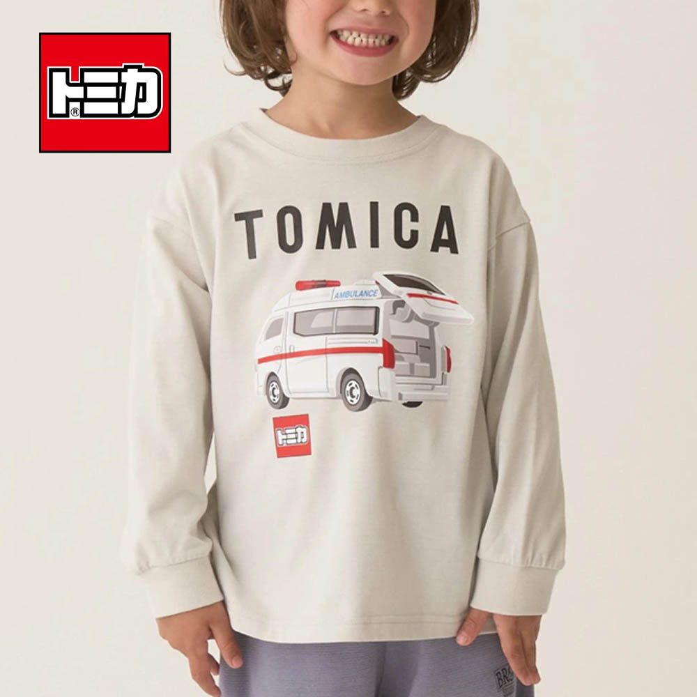 限量聯名 印花長袖上衣-TOMICA救護車-銀灰