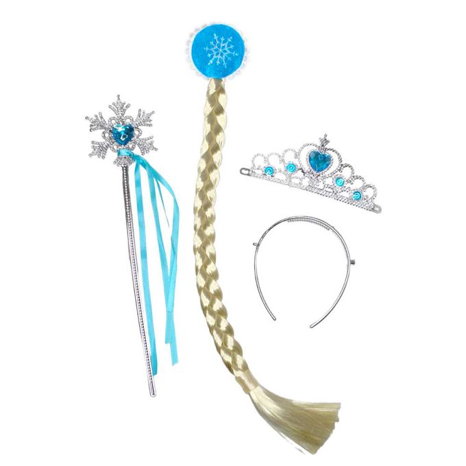 MODACore 摩達客 - 摩達客★萬聖派對變裝扮★兒童艾莎公主頭戴飾品三件組(髮箍/髮夾/皇冠/仙女棒)★Cosplay