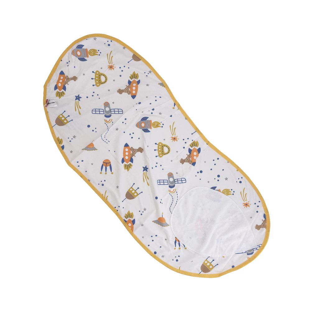 純棉兩用型包巾 肚圍 嬰兒防驚跳包巾 寶寶肚圍-黃色火箭 (35*80)