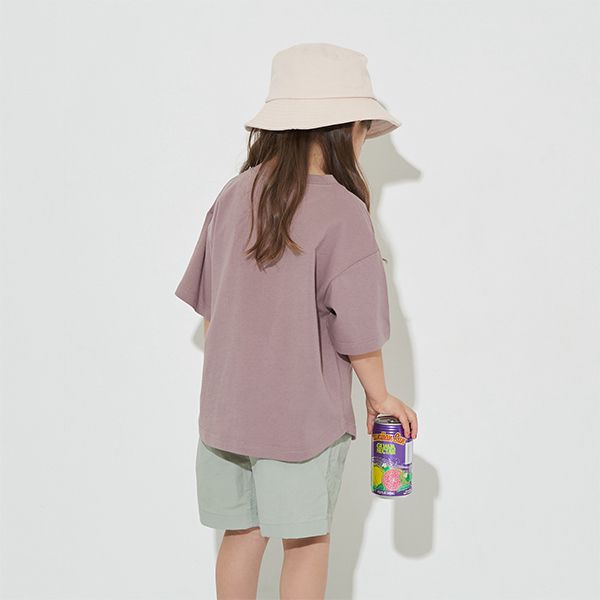 日本 b-ROOM - 純棉柔軟定番素色短袖上衣-淺黃