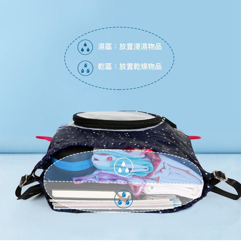 乾濕分離兒童游泳包-太空版-紅色 (38x35x8cm)