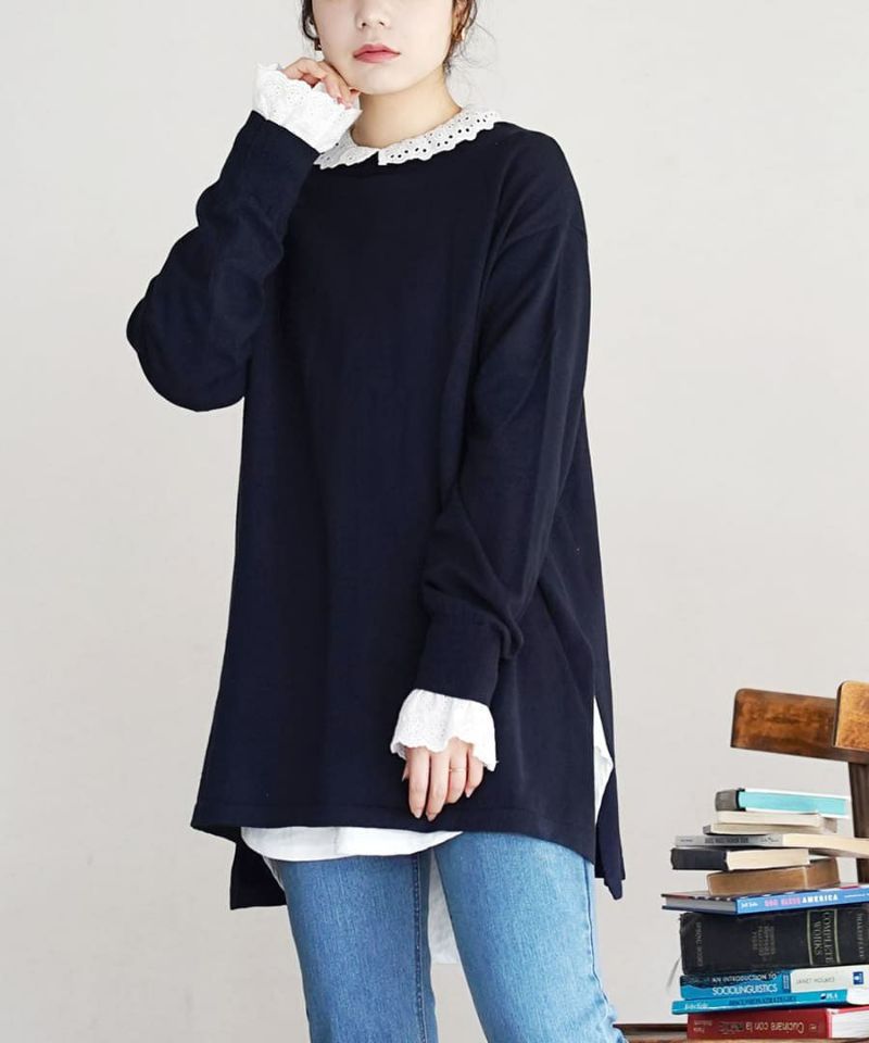 日本 zootie - 純棉薄針織百搭長袖上衣-黑