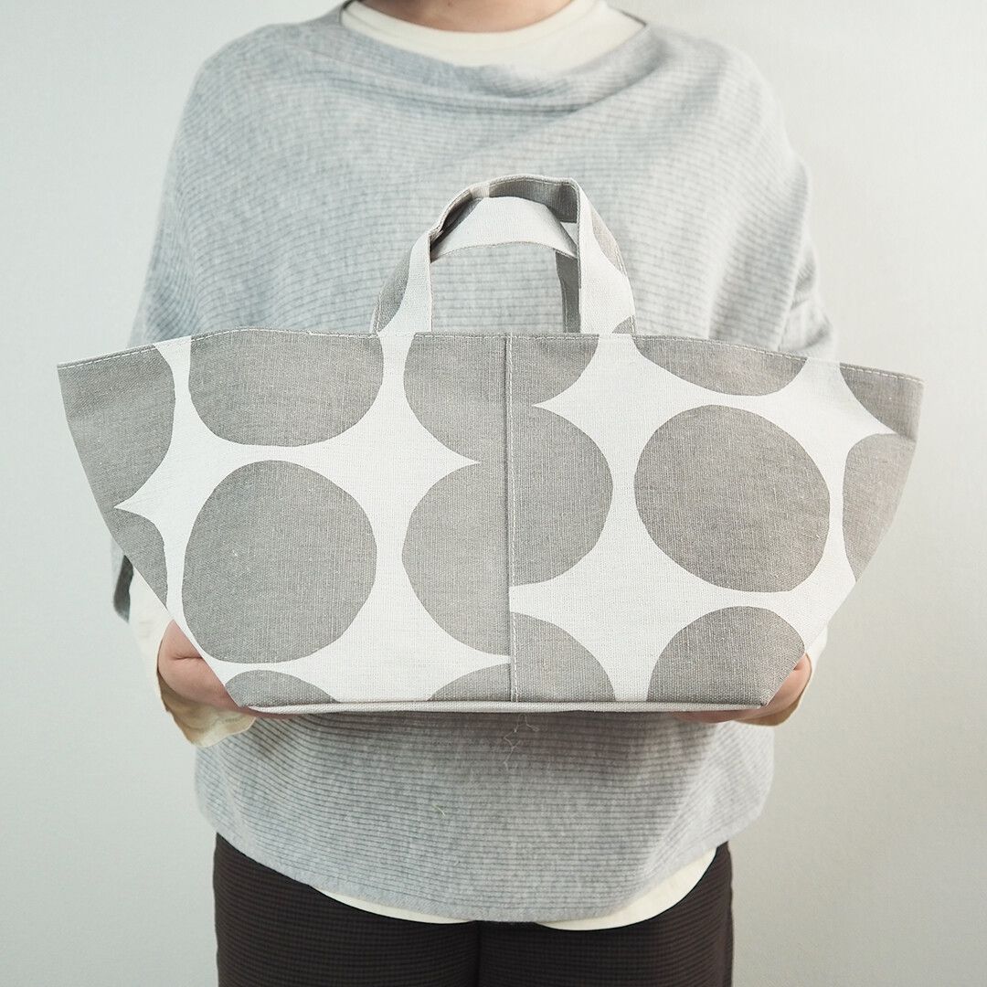 日本 Maison Blanche - 棉混手提折疊收納籃/整理箱-陶菊-藍 (L(24×24x20cm))-方型