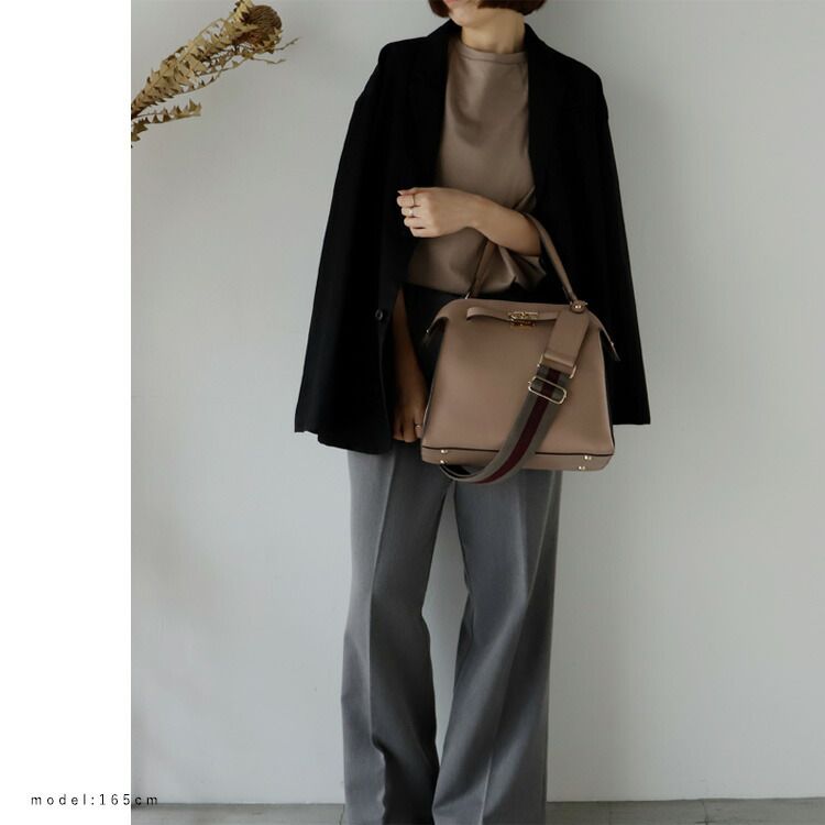 日本代購 - 時尚寬帶金釦2WAY肩背/手提包-復古藍 (M(約26x30cm))