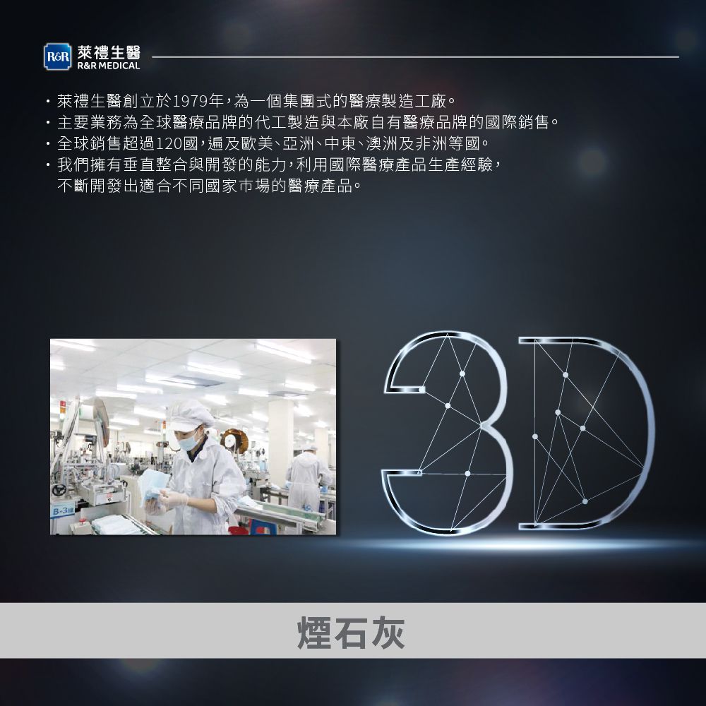 3D立體型醫療防護口罩（成人用）煙石灰 30入盒裝-3D口罩