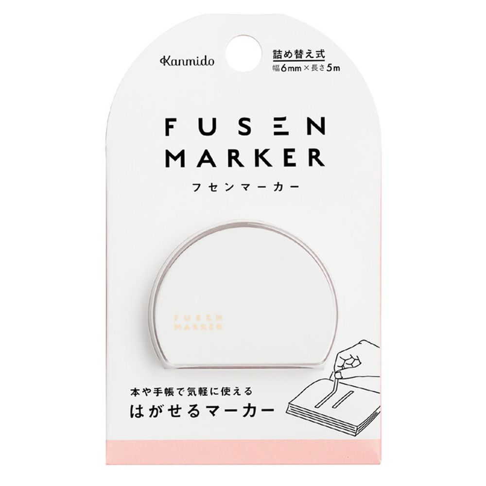 日本文具 Kanmido - 重複黏貼 螢光標記立可帶-粉