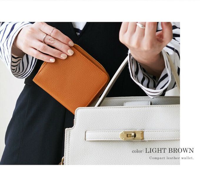 日本 LIZDAYS - 真皮16格摺疊短夾/零錢包-橘 (11x9.5x3.5cm)