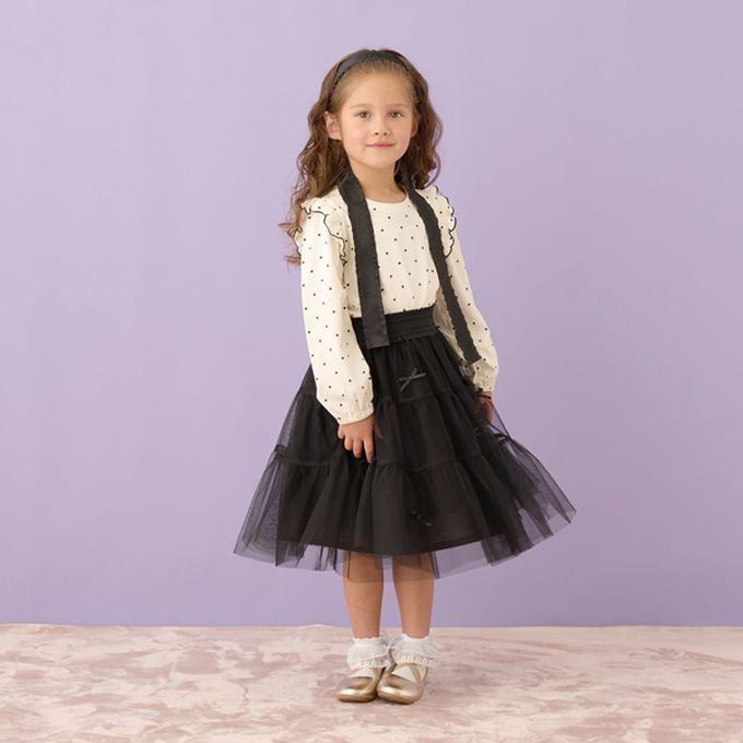 日本 Lycee mine - 甜蜜蝴蝶結裝飾蛋糕紗裙-米