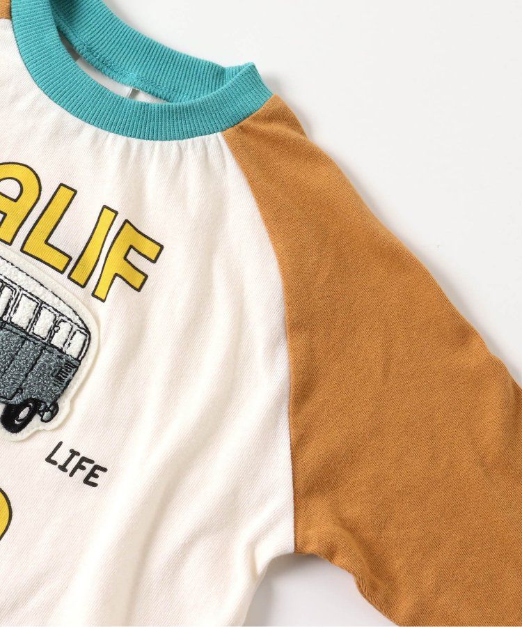 日本 BREEZE - 刺繡徽章撞色長袖上衣-熊貓-炭黑